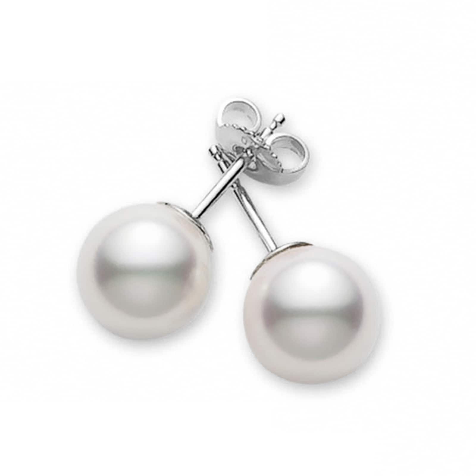 Mikimoto 18k White Gold Cultured Akoya 6-6.5mm Pearl Stud Earrings