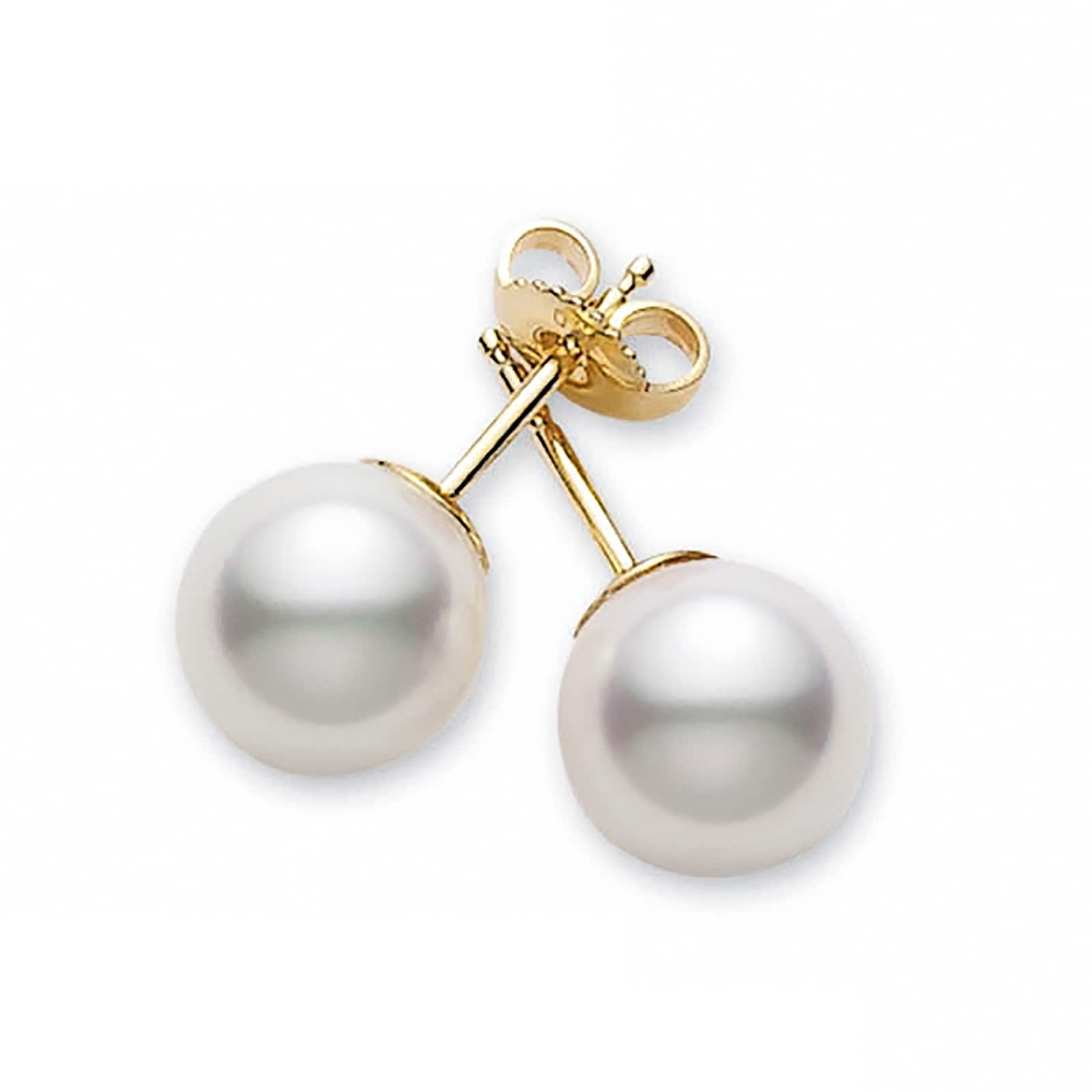 Mikimoto 18k Yellow Gold Cultured Pearl 6.5-7mm stud Earrings