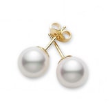 Mikimoto 18k Yellow Gold Cultured Pearl 6.5-7mm stud Earrings