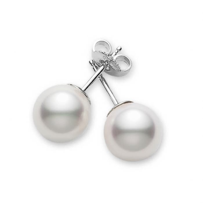 Mikimoto 18k White Gold Cultured Akoya 7.5-8mm A+ Grade pearl stud Earrings