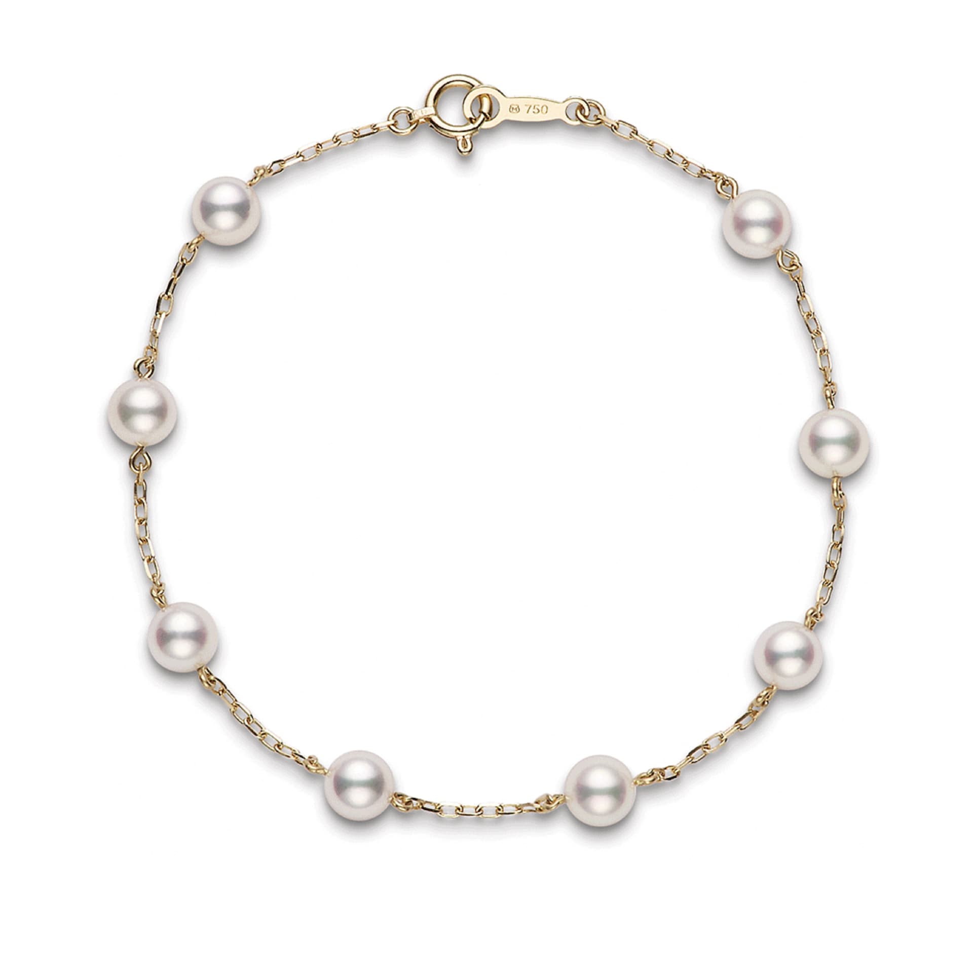 Mikimoto 18k Yellow Gold Akoya Cultured Pearl Bracelet 7" Mikimoto 18k Yellow Gold Akoya Cultured Pearl Bracelet 7"