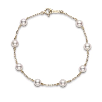 Mikimoto 18k Yellow Gold Akoya Cultured Pearl Bracelet 7" Mikimoto 18k Yellow Gold Akoya Cultured Pearl Bracelet 7"