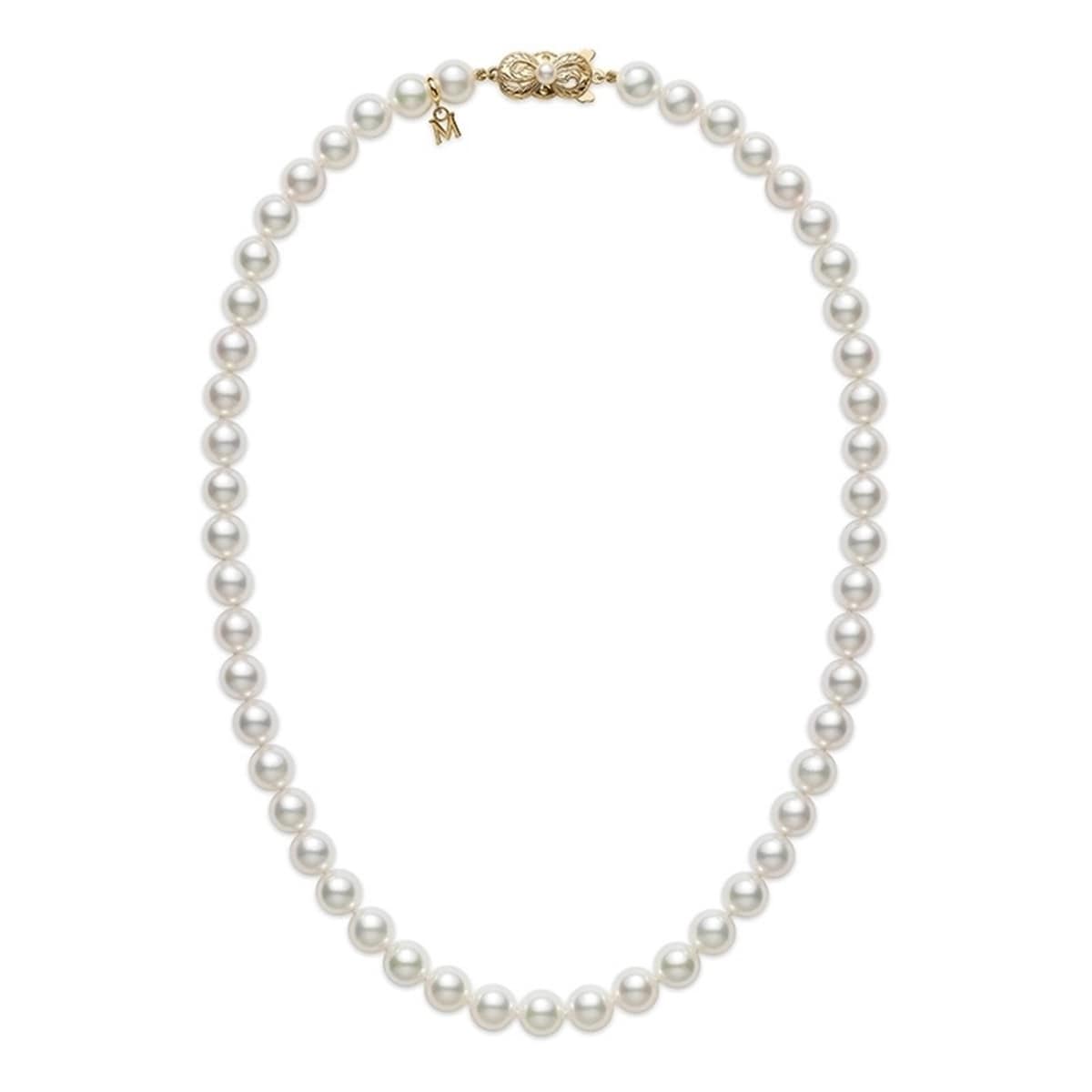 Mikimoto 18K Yellow Gold Akoya Cultured Pearl 18" Strand Necklace