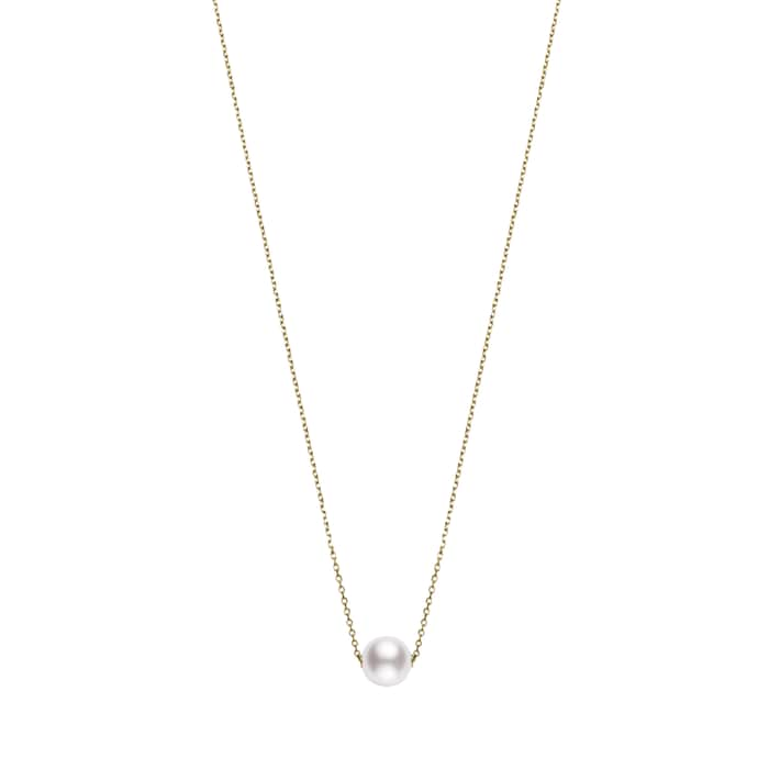 Mikimoto 18k Yellow Gold Akoya Single Cultured Pearl 18" Necklace