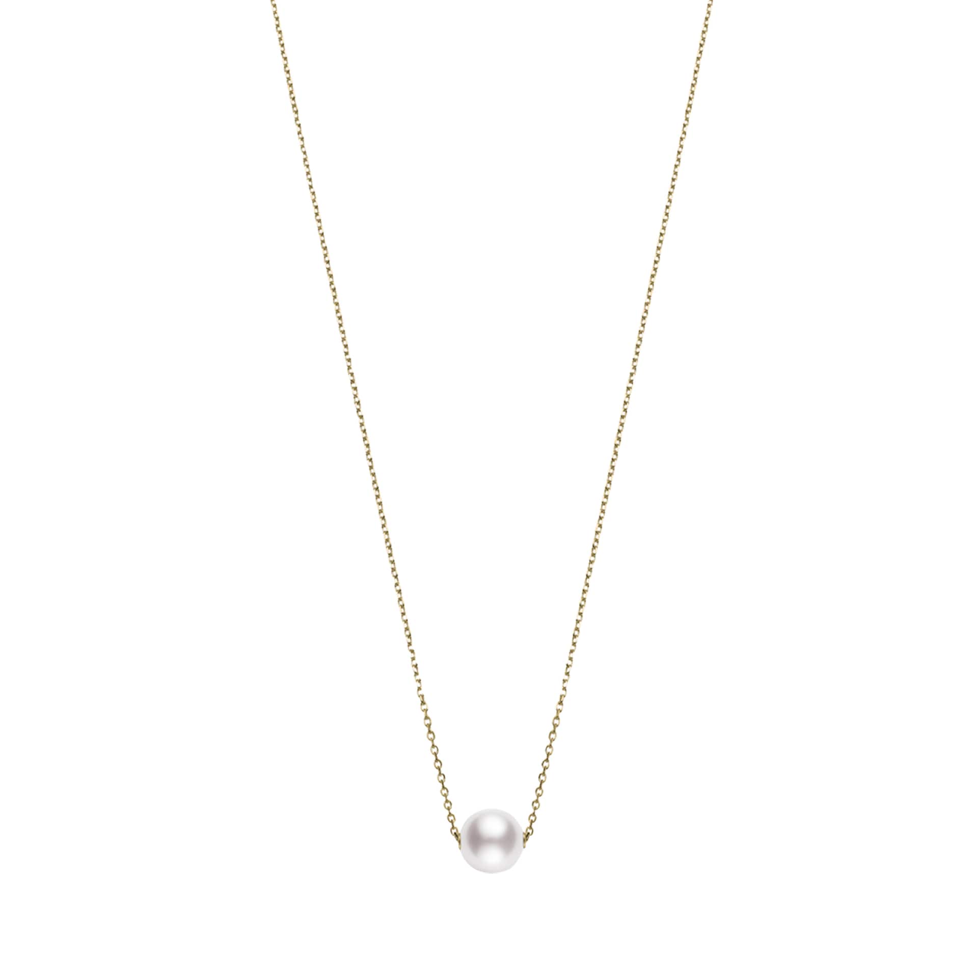 Mikimoto 18k Yellow Gold Akoya Single Cultured Pearl 18" Necklace
