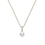 Mikimoto 18k Yellow Gold 8mm Akoya Cultured Pearl and Diamond 18" Necklace