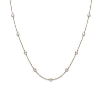 Mikimoto 18k Yellow Gold 5.5mm Akoya Cultured Pearl and Diamond 16" Necklace Mikimoto 18k Yellow Gold 5.5mm Akoya Cultured Pearl and Diamond 16" Necklace