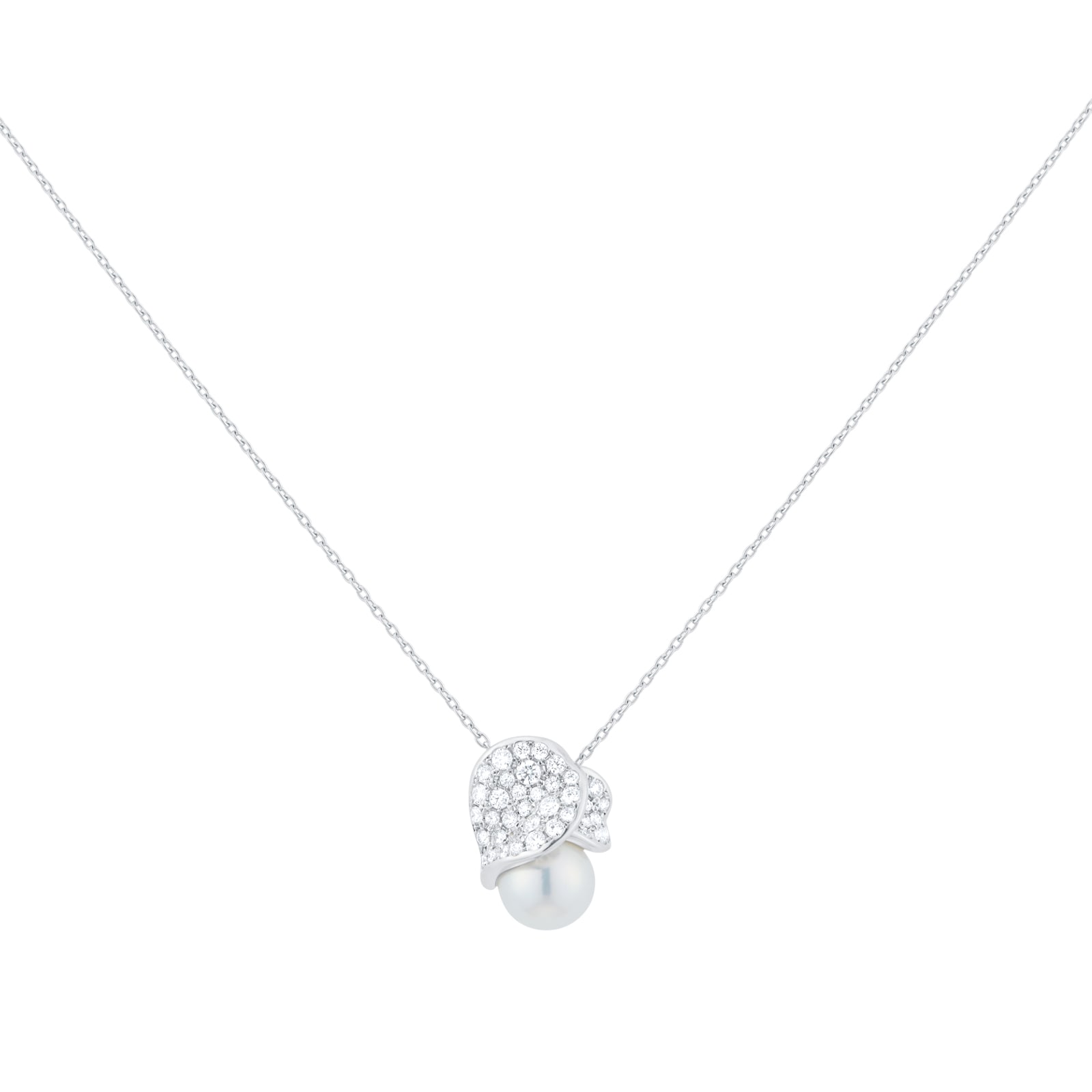 Mikimoto Les Petales Place Vendome Grade A+ Akoya Pearl & 0.44cttw Diamond Pendant Mikimoto Les Petales Place Vendome Grade A+ Akoya Pearl & 0.44cttw Diamond Pendant