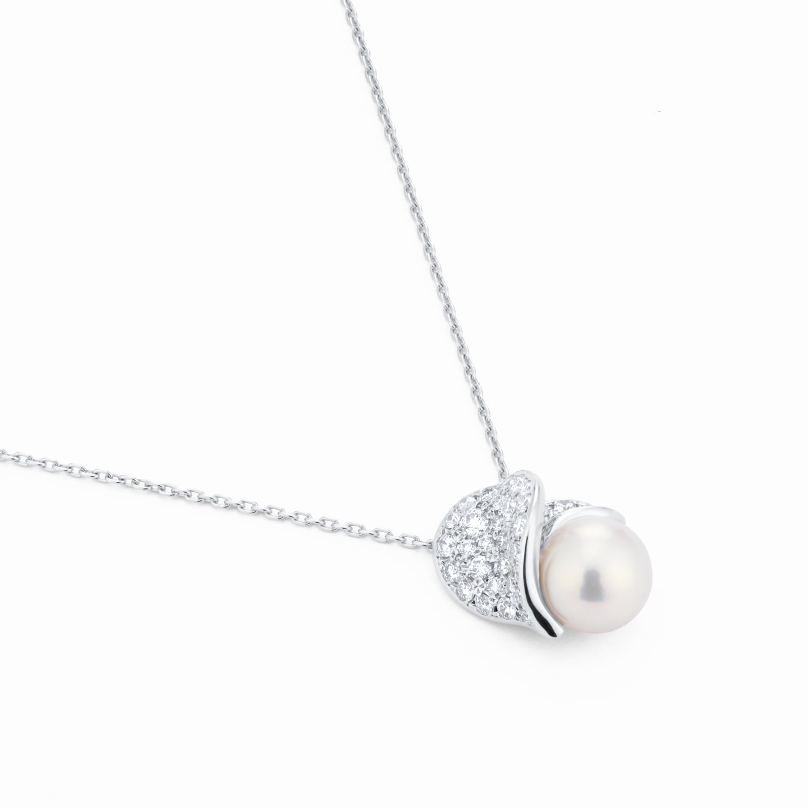 Mikimoto Les Petales Place Vendome Grade A+ Akoya Pearl & 0.44cttw Diamond Pendant Mikimoto Les Petales Place Vendome Grade A+ Akoya Pearl & 0.44cttw Diamond Pendant