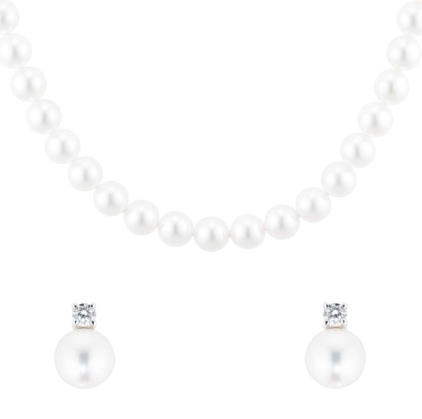 mikimoto pearl necklace and earrings set