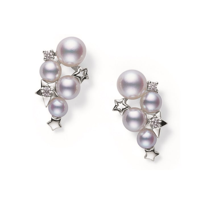Mikimoto Starry Sky Collection Akoya Pearl & 0.12cttw Diamond Stud Earrings
