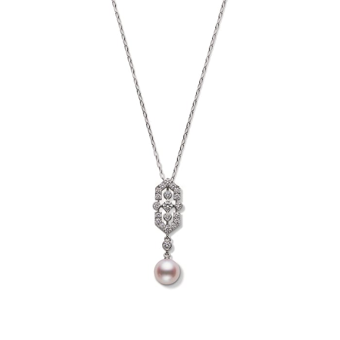 Mikimoto Deco Collection Akoya Pearl & 0.53cttw Diamond Pendant