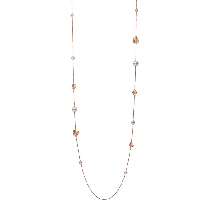 Mikimoto 18k Rose Gold Mixed Akoya and White South Sea Long Station Necklace