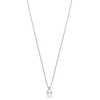 Mikimoto 18k White Gold Akoya Cultured Pearl and Diamond Pendant Mikimoto 18k White Gold Akoya Cultured Pearl and Diamond Pendant