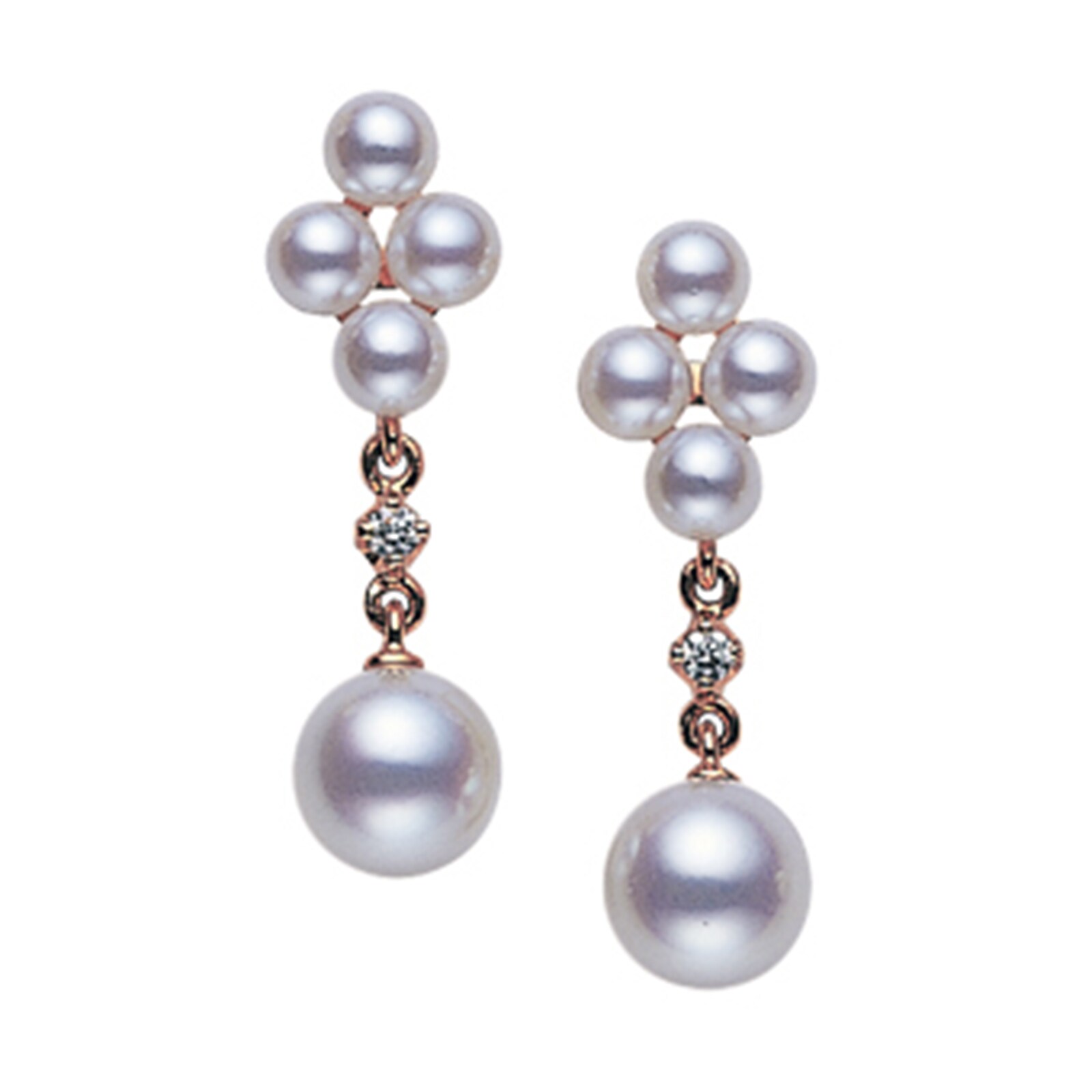 Mikimoto Akoya Cultured Pearl Cluster Drop Earrings