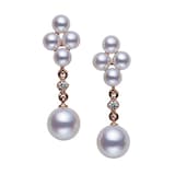 Mikimoto 18k Rose Gold Akoya Cultured Pearl Cluster Drop Earrings
