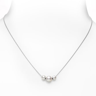 Mikimoto 18k White Gold Akoya Cultured Pearl Line Necklace