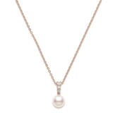 Mikimoto 18k Rose Gold Akoya Cultured Pearl and Diamond Drop Pendant