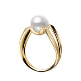 Mikimoto 18ct Yellow Gold A Pearl & 0.04cttw Diamond M Collection Ring