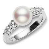 Mikimoto Morning Dew Collection Akoya Pearl And Diamond Ring - Ring Size K