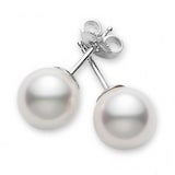 Mikimoto 18k White Gold Cultured 5.5-6mm A Grade pearl Stud Earrings
