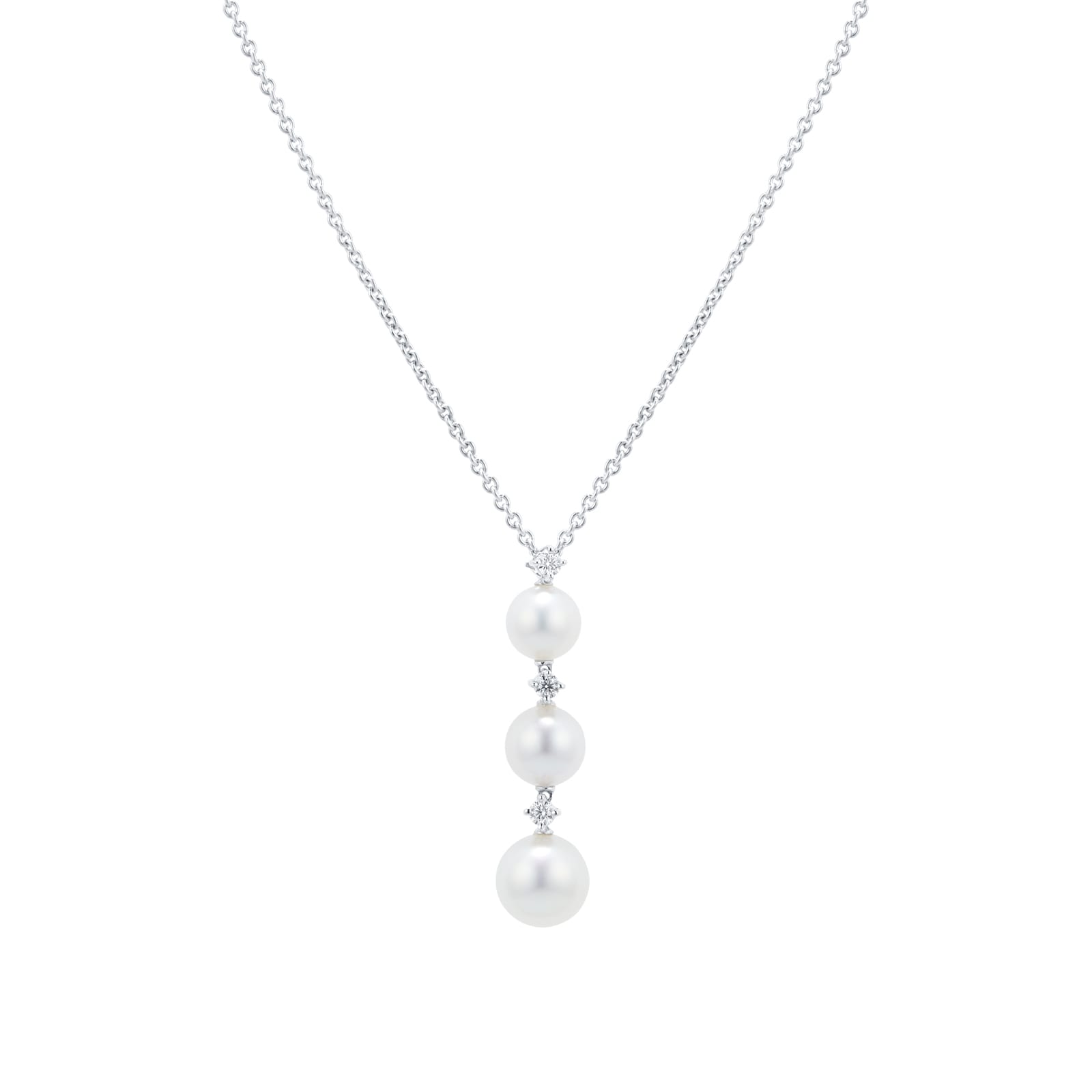 Mikimoto 18ct White Gold Akoya Pearl & 0.08ct Diamond 18" Pendant Mikimoto 18ct White Gold Akoya Pearl & 0.08ct Diamond 18" Pendant
