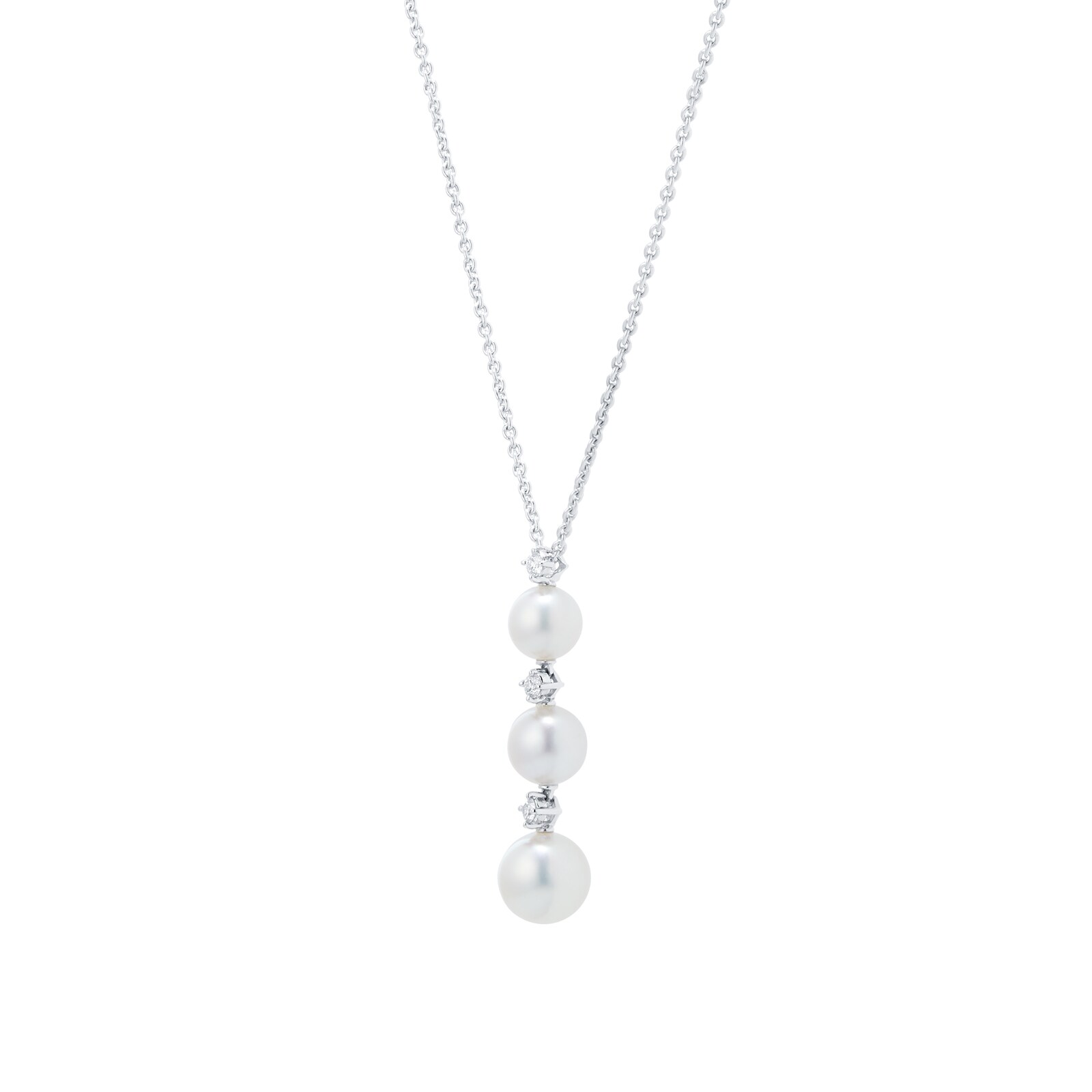 Mikimoto 18ct White Gold Akoya Pearl & 0.08ct Diamond 18" Pendant Mikimoto 18ct White Gold Akoya Pearl & 0.08ct Diamond 18" Pendant
