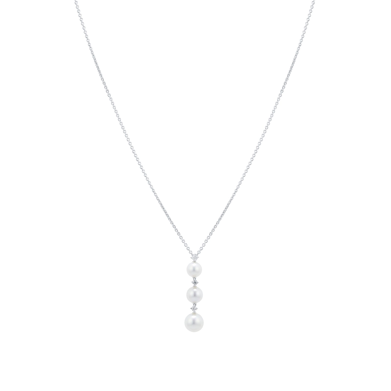 Mikimoto 18ct White Gold Akoya Pearl & 0.08ct Diamond 18" Pendant Mikimoto 18ct White Gold Akoya Pearl & 0.08ct Diamond 18" Pendant