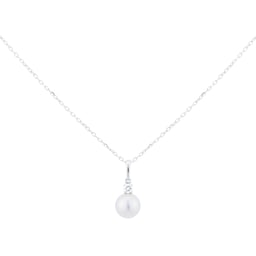 37400862 - 18ct White Gold 8x8.5mm AA Pearl & 0.10ct Diamond Pendant