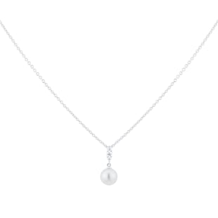 Mikimoto Morning Dew Collection 18ct White Gold 7.5mm Akoya Pearl & 0.09cttw Diamond Pendant