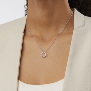 Mikimoto 18ct White Gold 7mm Grade A+ Akoya Pearl & 0.15cttw Diamond Pendant