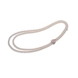 Mikimoto 18ct White & Rose Gold 0.77ct Diamond & 9x8mm A. Pearl Necklace