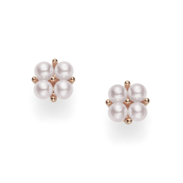 Mikimoto 18k Rose Gold Cultured Akoya 3.25mm A+ Grade pearl Stud Earrings