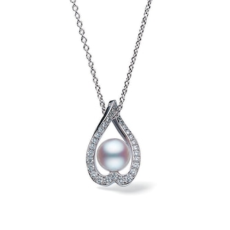 Mikimoto 18k White Gold Cultured Akoya 7mm A+ Grade pearl and 0.22cttw Diamond Pendant Mikimoto 18k White Gold Cultured Akoya 7mm A+ Grade pearl and 0.22cttw Diamond Pendant