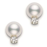Mikimoto Core Classics Collection Akoya Pearl & 0.06cttw Diamond Stud Earrings
