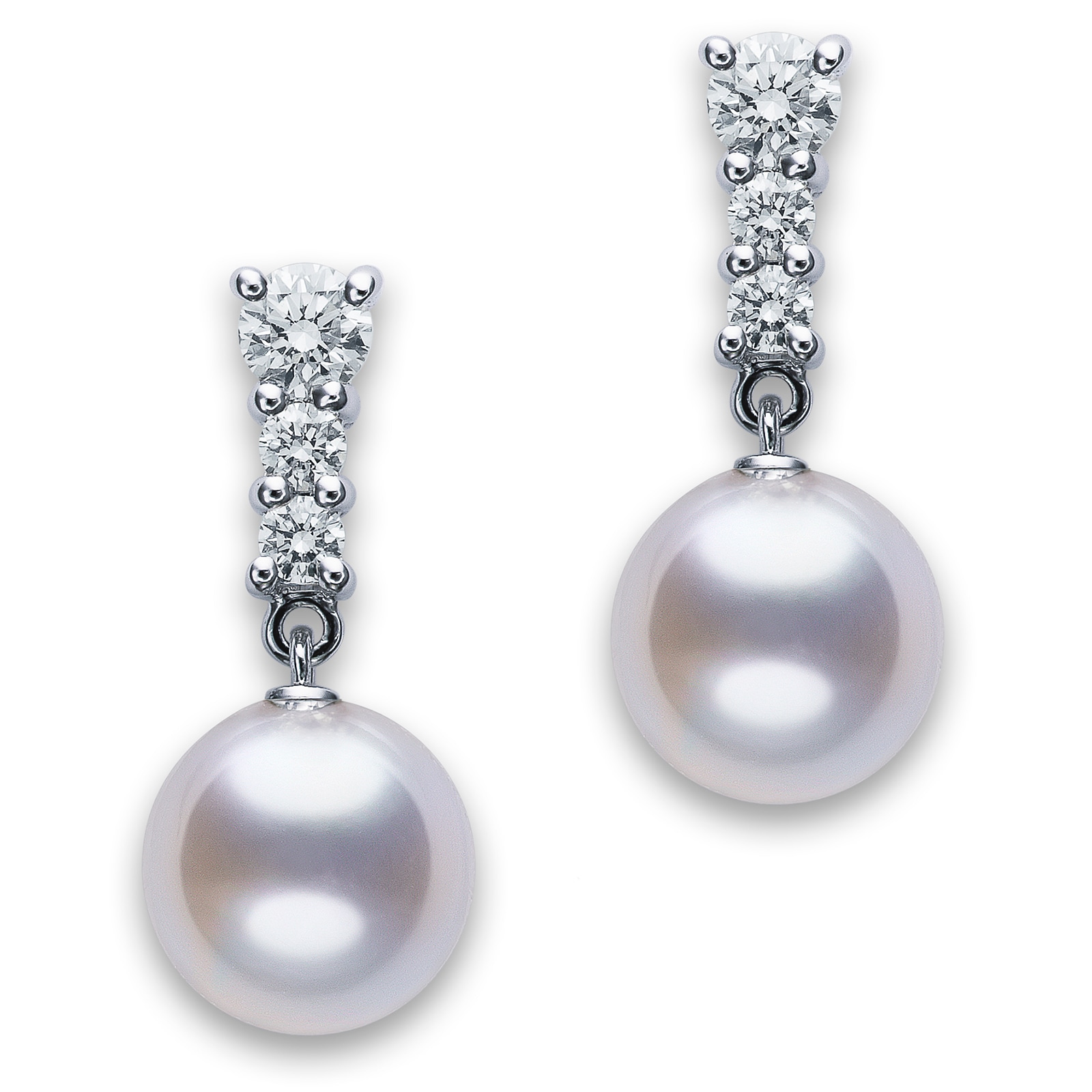Mikimoto Morning Dew Collection Akoya Pearl & Diamond Earrings PEL 642D ...