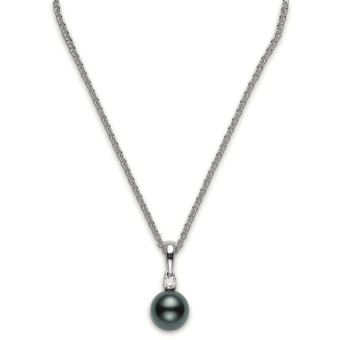 Mikimoto Core Classic Collection Black South Sea Pearl & 0.10cttw Diamond Pendant