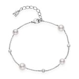 Mikimoto Pearl Chain Collection Akoya Pearl & Diamond Set White Gold Bracelet