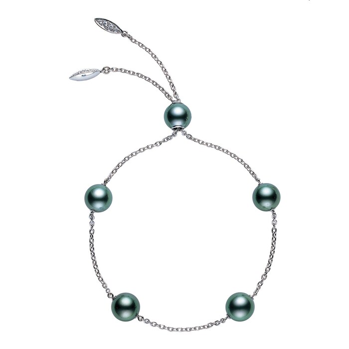 Mikimoto Pearls In Motion Collection Black South Sea Pearl & 0.07cttw Diamond Set Bracelet