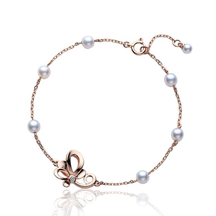 Mikimoto Pearl Chain Collection Akoya Pearl & 0.01cttw Diamond Set Bracelet