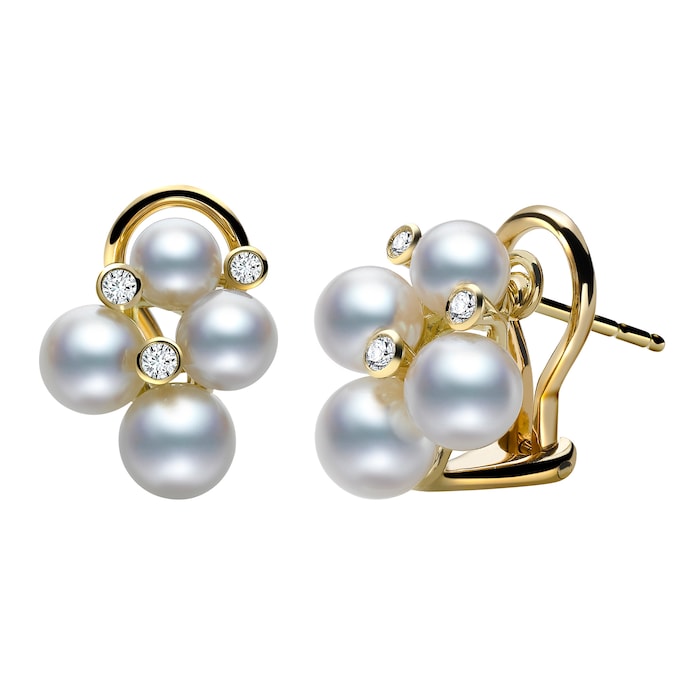 Mikimoto Bubble Collection Akoya Pearl & 0.08cttw Diamond Earrings