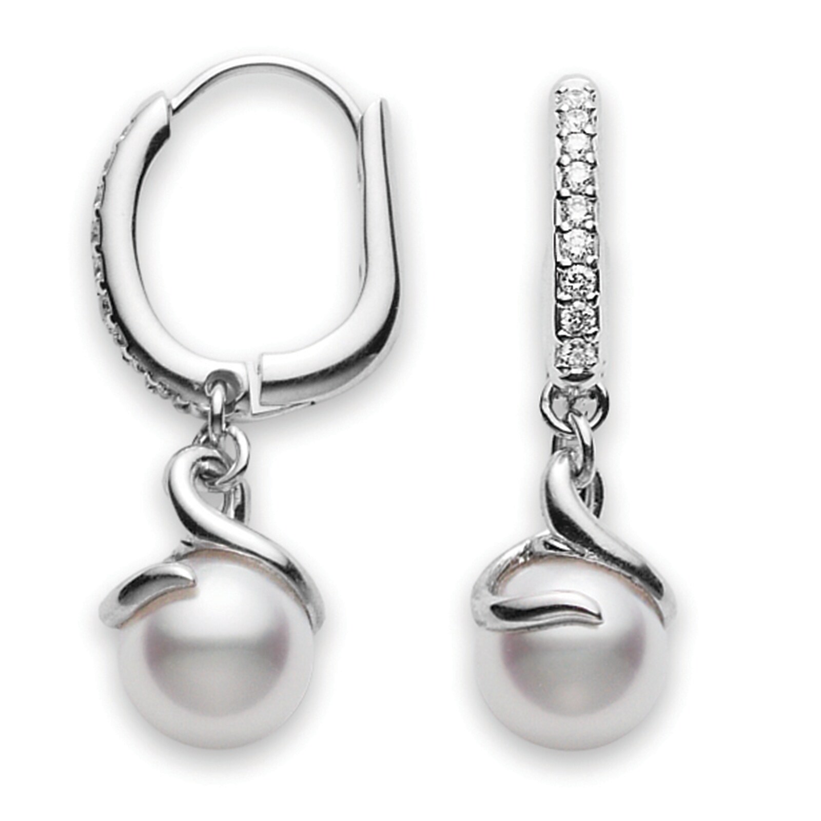Mikimoto Twist Collection Akoya Pearl & Diamond Drop Earrings