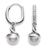 Mikimoto Twist Collection Akoya Pearl & 0.11cttw Diamond Drop Earrings