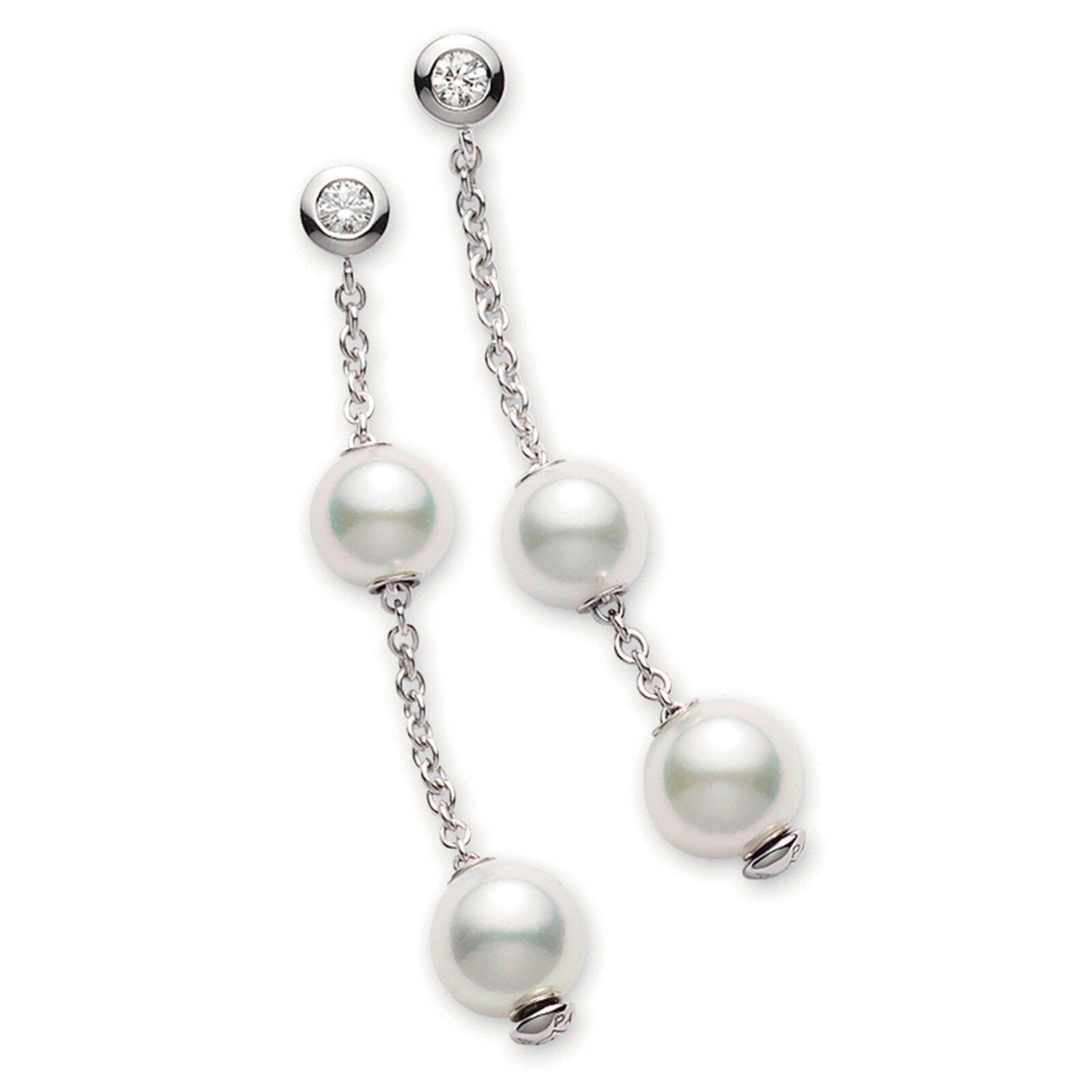 Mikimoto Pearls In Motion Collection Akoya Pearl & Diamond Drop Earrings