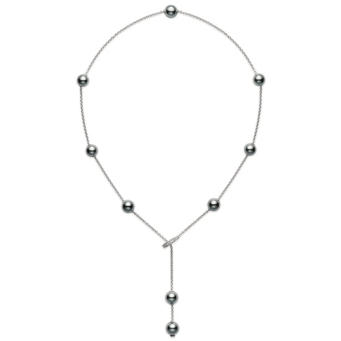 Mikimoto Pearls In Motion Collection Black South Sea Pearl & 0.20cttw Diamond Necklace
