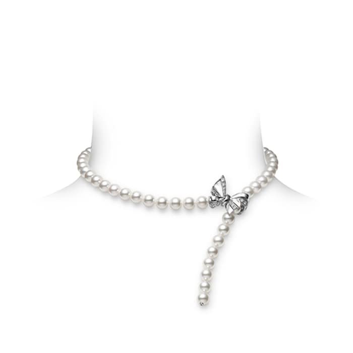 Mikimoto Jeux De Rubans Collection Akoya Pearl & Diamond 0.42cttw Set Bracelet