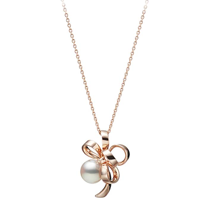 Mikimoto 18k Rose Gold Cultured Akoya 8.25mm Grade A+ Ribbon Pendant