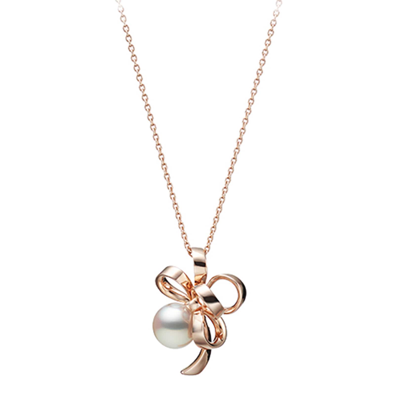 Mikimoto 18k Rose Gold Cultured Akoya 8.25mm Grade A+ Ribbon Pendant