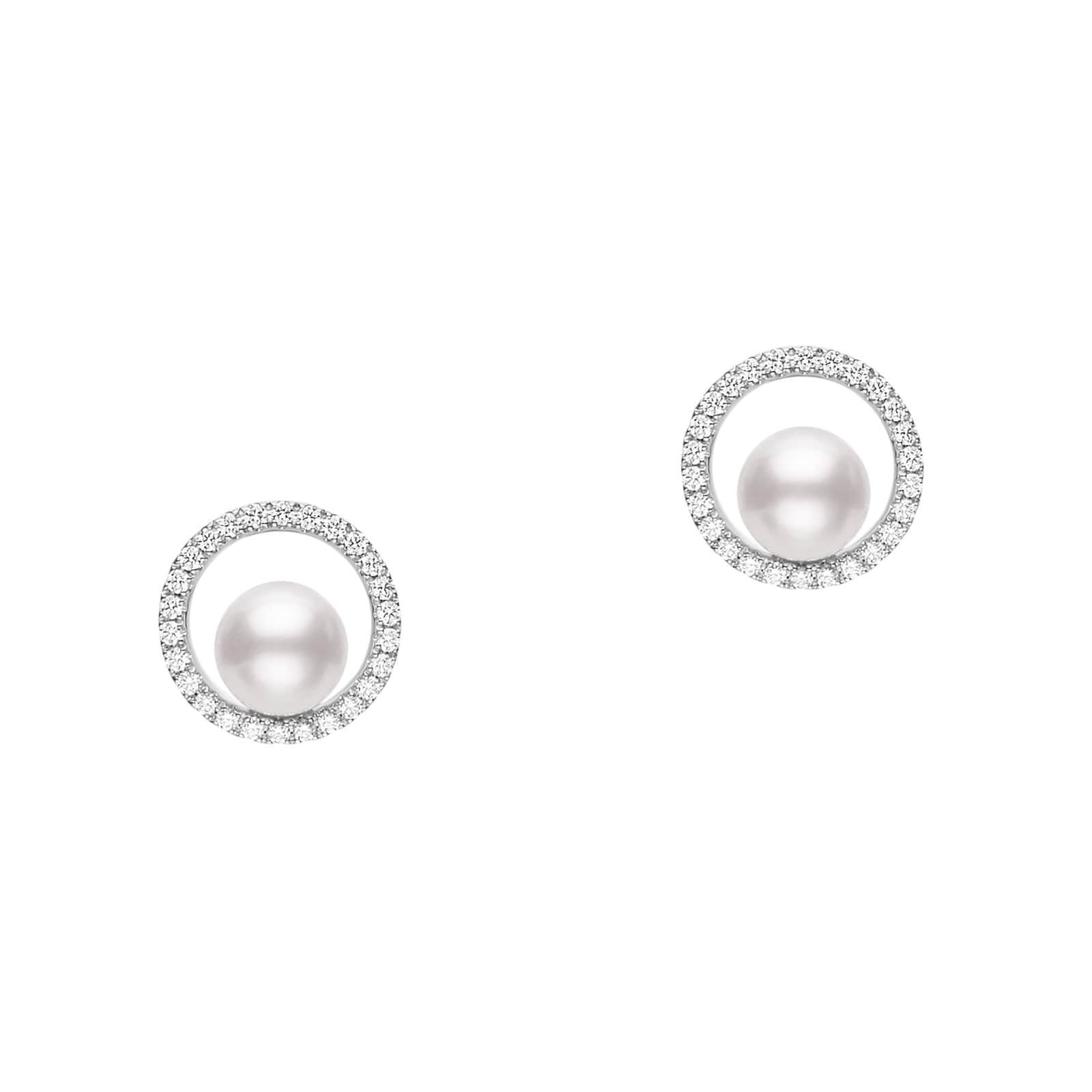 Mikimoto 18k White Gold 0.26cttw Diamond and 6mm Akoya Pearl Stud Earrrings Mikimoto 18k White Gold 0.26cttw Diamond and 6mm Akoya Pearl Stud Earrrings