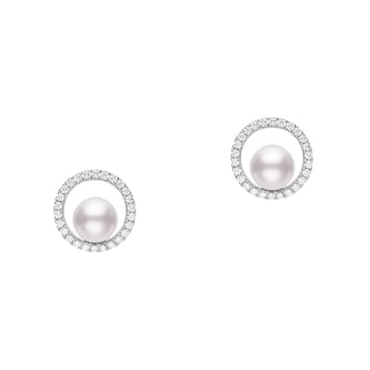 Mikimoto 18k White Gold 0.26cttw Diamond and 6mm Akoya Pearl Stud Earrrings Mikimoto 18k White Gold 0.26cttw Diamond and 6mm Akoya Pearl Stud Earrrings